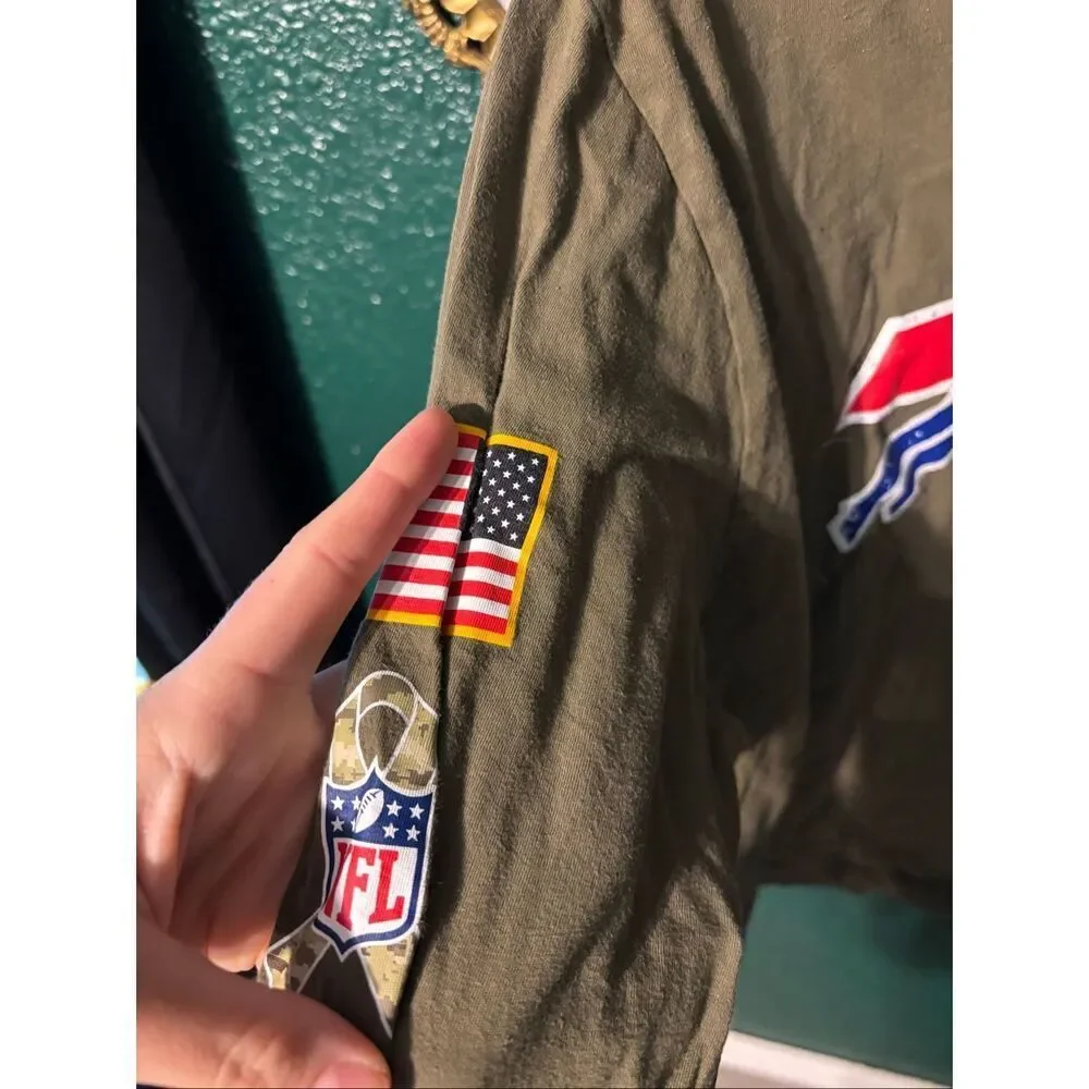 Nike Buffalo Bills T-Shirt Men’s X-Large Military Green Salute Long Sleeve Tee
